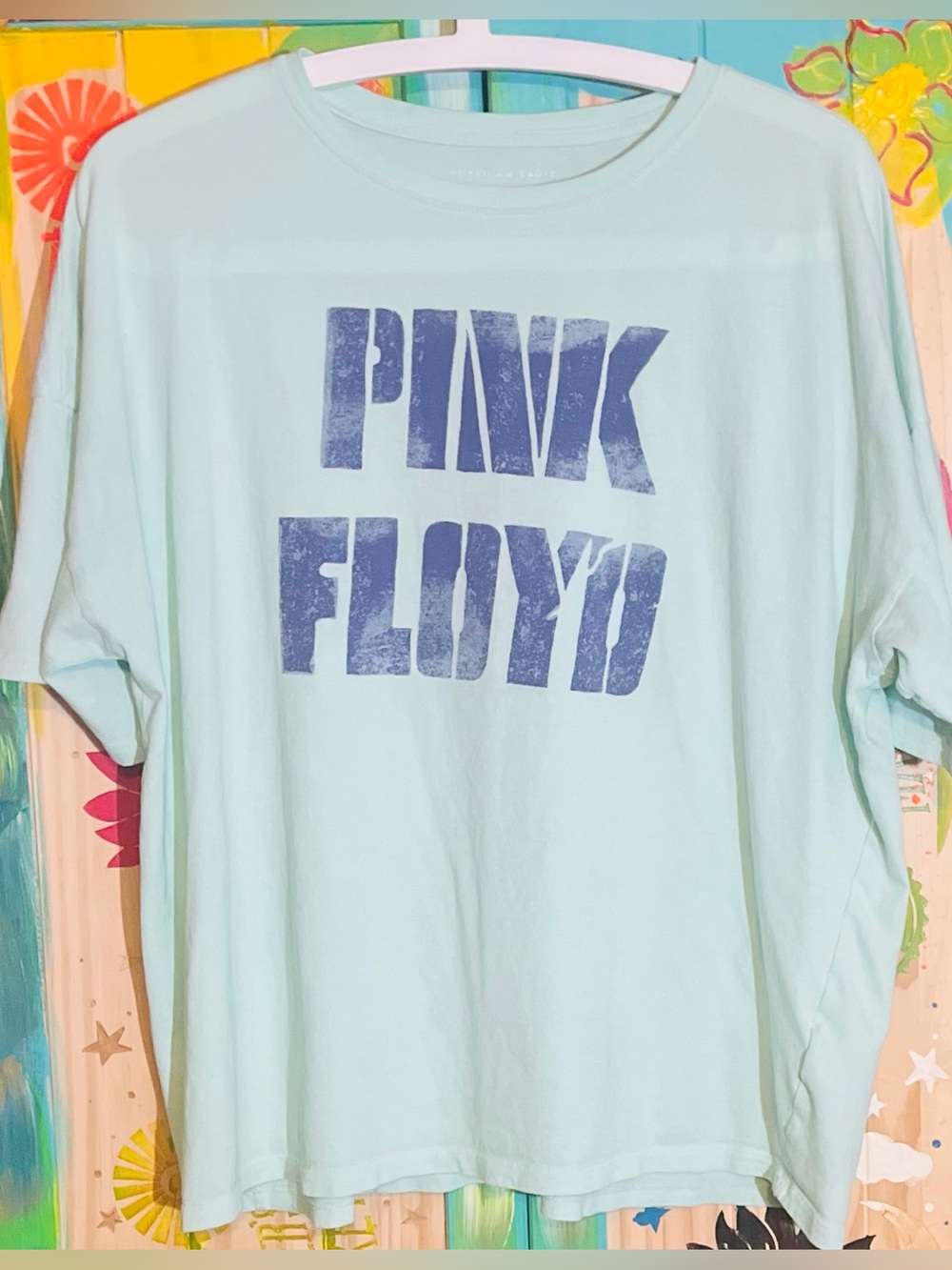 American Eagle Outfitters Light Blue Pink Floyd Graphic Tee